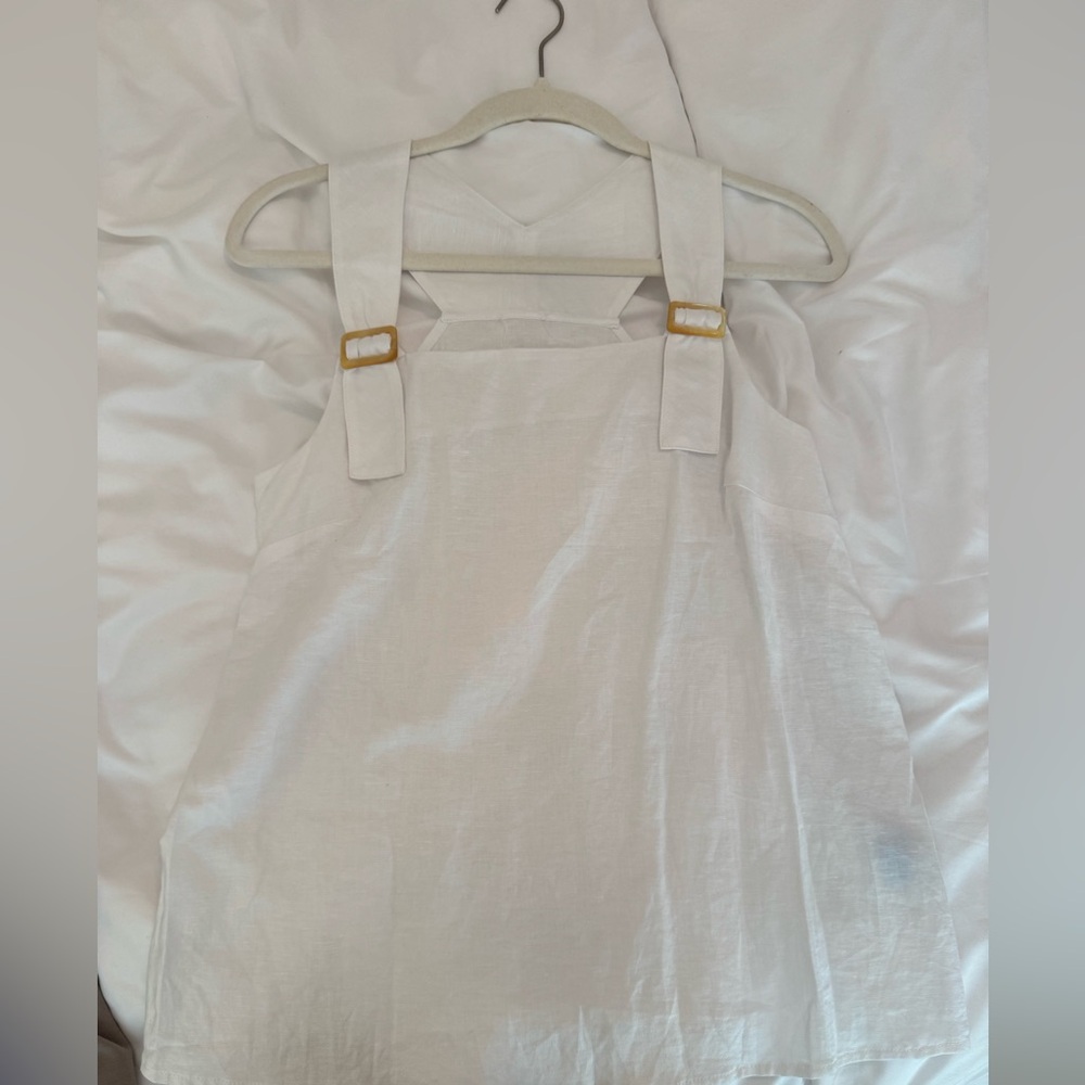 Ella White Linen Blend Top